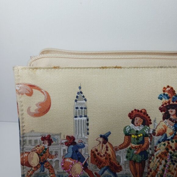 Masquerade Tapestry Beaded Purse Clutch Figure Art Italy - Picture 8 of 10